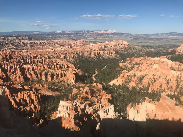 Bryce Canyon's distinctive hoodoos and forested amphitheater viewed from Inspiration Point overlook. — Bryce Canyon National Park