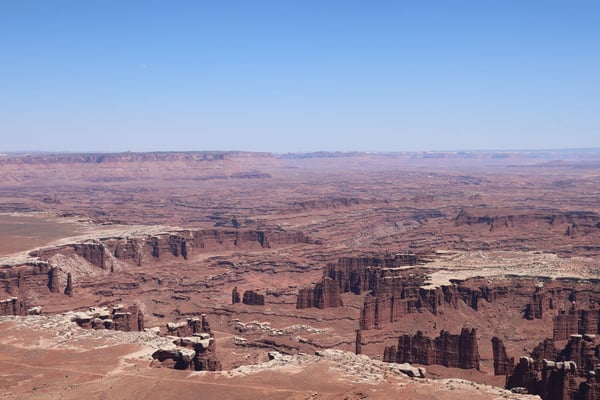 Vast desert landscape with distinctive rock pinnacles and plateaus viewed from Grand View Point Overlook near Moab… — Grand View Point Overlook, Moab, Arches & Canyonlands
