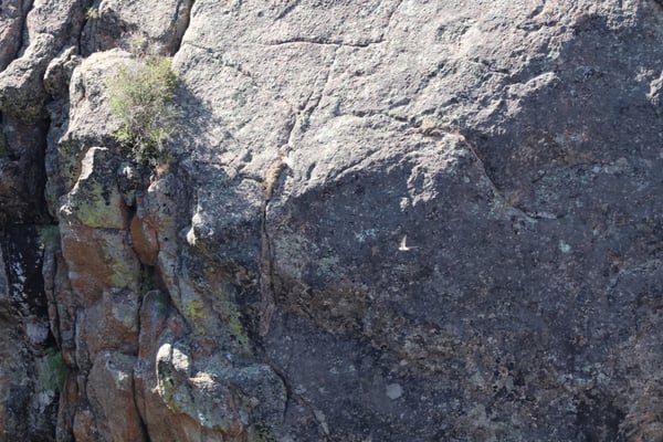 Stratified rock formations at Painted Wall View near Montrose, Colorado, showing layered geological deposits with… — Painted Wall View, Black Canyon of the Gunnison